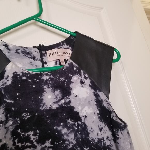 Philosophy Tie Dye Sheath Dress Size Small Faux Vegan Leather Shoulders Back Zip - Picture 5 of 8